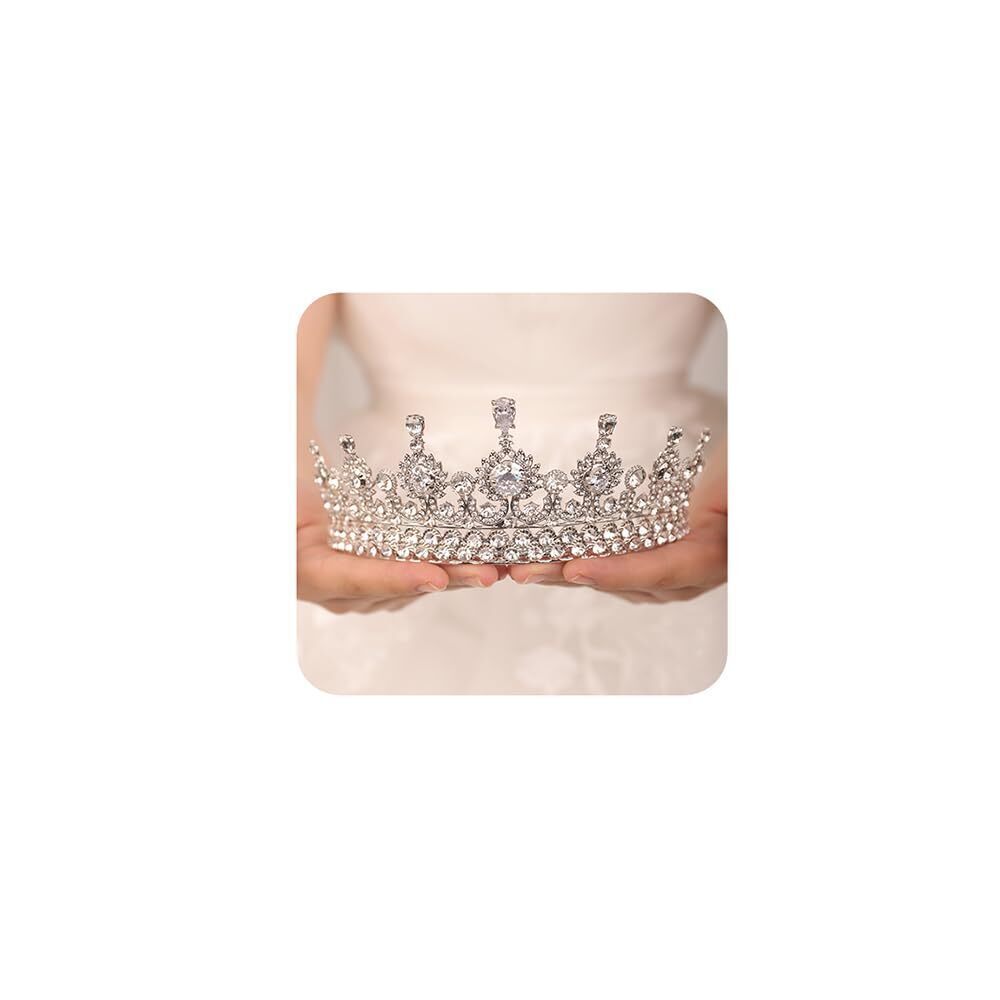 6801 Silver Tiara Crystal Princess Crown and Tiara for Bride Rhinestone
